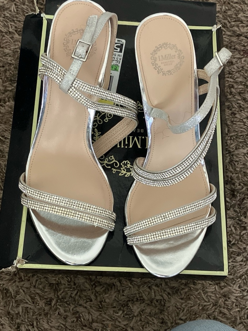 Silver Rhinestone Strappy heals  - Women's